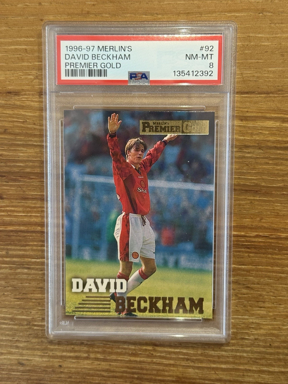 David Beckham PSA 8 1996-97 Merlin Premier Gold #92 Rookie Man United