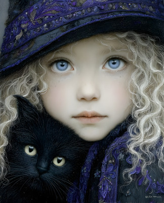 8x10 Black Cat Art Print - 868036115