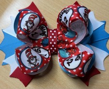 Red Polka Dot Dr. Seuss Cat in thd Hat Hair Bow