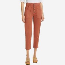 Veronica Beard Women s Arya Straight Leg High Rise Pants Terracotta Size 30/10