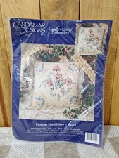 Candlewicking Embroidery Kit Victorian Floral Pillow 80219 Something Special Vtg