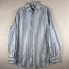 Charles Tyrwhitt Classic Fit Non Iron Blue Stripes Dress Shirt 16 1/2 35 London