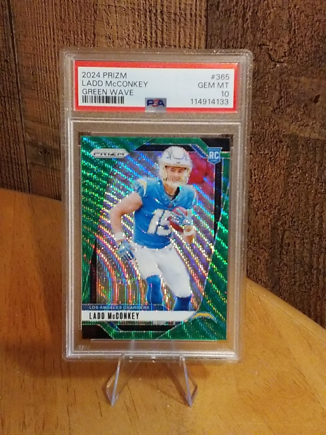 2024 Panini Prizm - Ladd McConkey Green Wave Prizm #365 PSA 10 (RC)