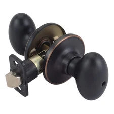 740498 Egg Privacy Bed and Bath Door Knob with Universal 6-Way Latch Oil Rubb...