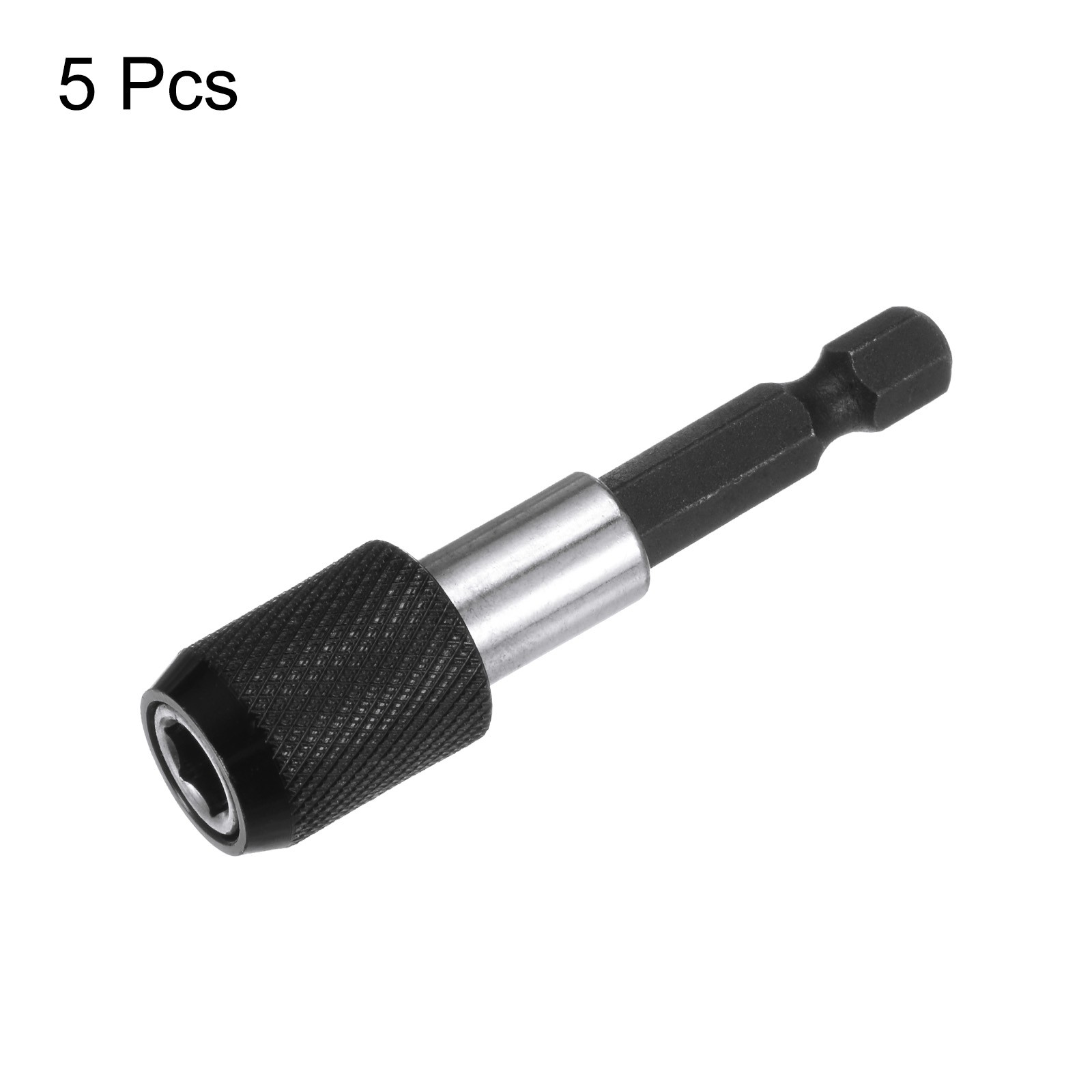 5pcs 2.5" 1/4 Inch Hex Shank Magnetic Extension Chuck Adapter, Black