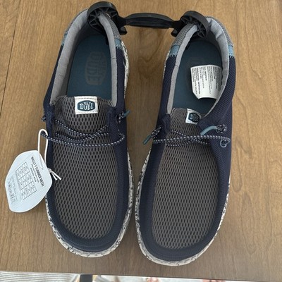 NWT Hey Dude Shoes Wally Y Summer Mesh Navy, Charcoal & Teal Boys Youth Size 5