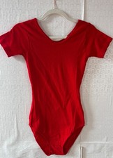 VTG SEARS CLING-ALON RED LEOTARDS SHORT SLEEVE SCOOP NECK DANCE GYMNASTICS*S/M
