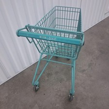 Vintage 70's Winn-Dixie Teal Child's Small Shopping Cart 25" Metal Grocery Buggy