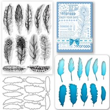 GLOBLELAND Feathers Silicone Clear Stamps Peacock Cutting Die Birds...