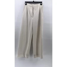 ESTELLA. K Women's Cream Pleated High-Rise Wide-Leg Pants SZ S