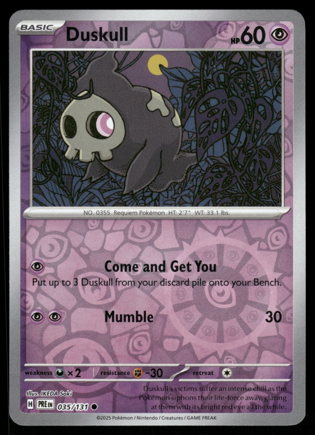 Duskull 035/131 PRE SV: Prismatic Evolutions Reverse Holo NM