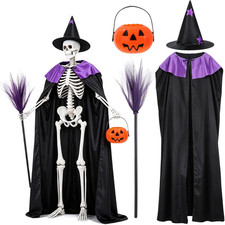 12Ft Skeleton Witch Costume Set, 12 Ft Giant Skeleton Halloween Yard Decor