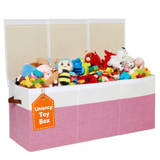 Extra Large Toy Box,150L Foldable Sturdy Toy Storage with Lid,40"X14"X16" Kids S