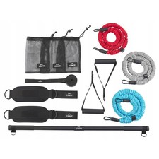 Crivit Set Fitness Estensori Elastici 3 Livelli Barra Allenamento Completo Casa