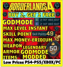 🔥BORDERLANDS 4✨WEAPONS & GEAR, ITEMS MODDED ✴️ GODMODE ✅PC-PS-XBOX✨LEVEL MAX