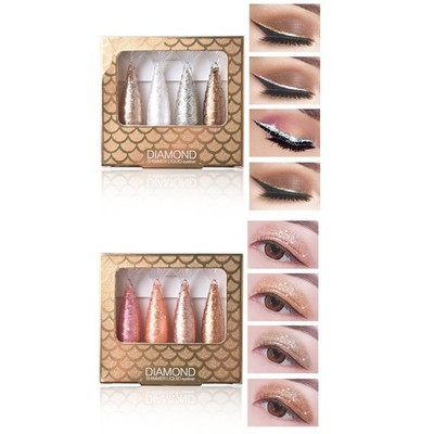 Frauen 4 Stück, 1 Set Für Augen-Make-up Funkelnd Hochpigmentiert Kosmetik