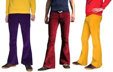 Men's Bell Bottoms Flared Pants - Retro Corduroy Flares - 60s 70s Hippie Mod