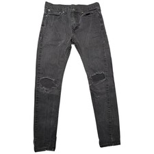 LEVIS 510 Jeans Womens 31x32 Black Denim Festival Distressed Grunge Straight