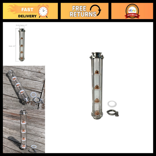 2 Inch 4 Plate Glass Reflux Still Column for Distillation & Home Brewing