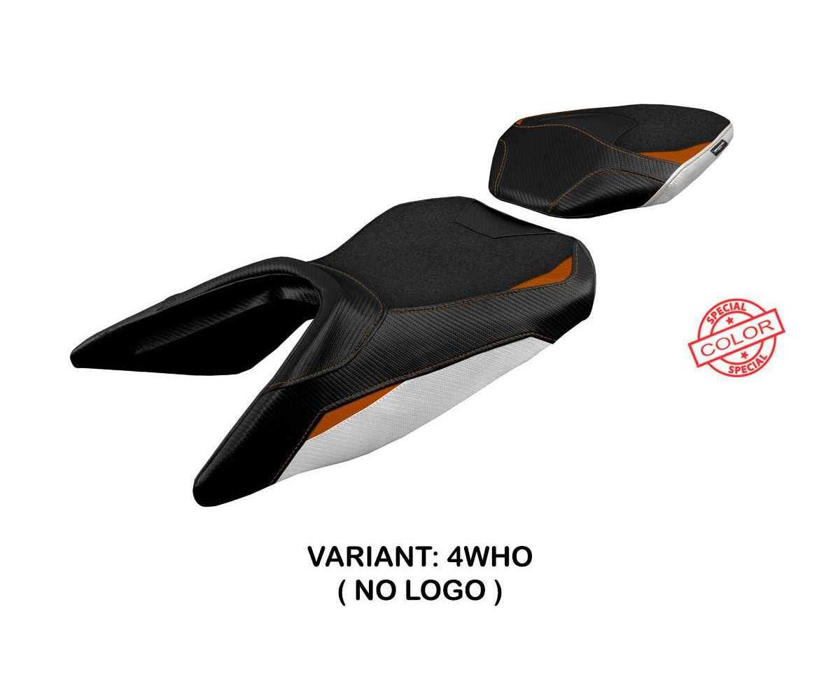 Seat saddle cover Mirje ultragrip White - Orange WHO TPZ KTM 125 Duke 2017 2026