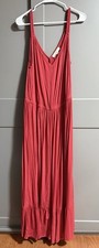 Loft Plus Beach Ruched Strappy V Neck Tier Flowy Maxi Dress Pink 16/18