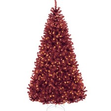 Best Choice Products Pre-Lit Burgundy Artificial Christmas Tree