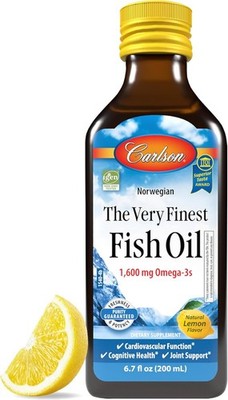 Carlson - The Very Finest Fish Oil, 1600 mg Omega-3s, Lemon, 200ml, 6.7 Fl Oz