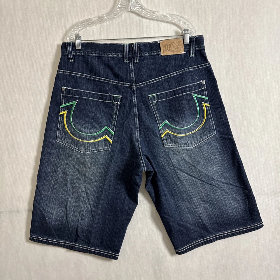 Vintage DTEK Jeans Men's Size 36x14 Dark Wash Denim y2K Baggy Shorts - Image 2 of 4