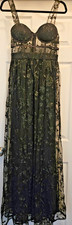 WINDSOR Black Floral Burnout Maxi Dress Spaghetti Strap Sz. M/NEW !!