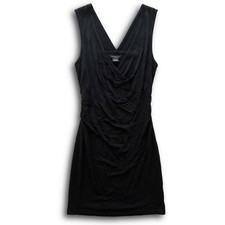 Scoop LLC Black Ruched V-Neck Sleeveless Mini Dress Size S