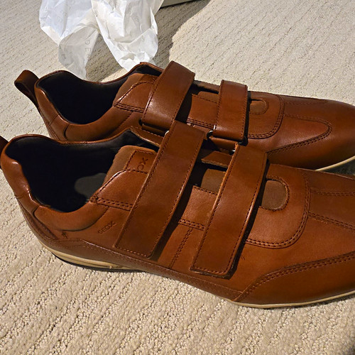 Geox U Timothy D SMO.LEA Leather Hook & Loop Sneakers Brown Mens US 11 EU44