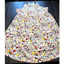 Torrid Dress Size 3 Rainbow Heart Peace Sign Print Sleeveless White
