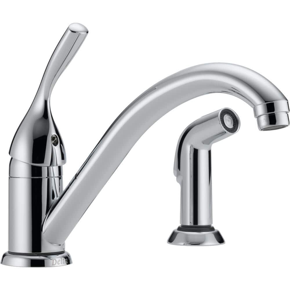 Delta Classic Single-Handle Standard Kitchen Faucet with Side Sprayer in Chrome