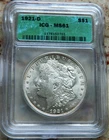 1921-D Morgan Silver Dollar ICG MS-61 Bright Luster.