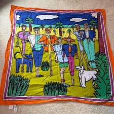 Vintage Esprit Scarf Resnicoff 1985 Beach Pop Art Cotton Bandana Handkerchief 25