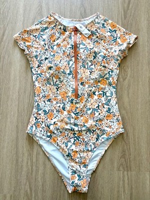 Cupshe Multicolor High Neck Zipper Short Sleeve Swim Suit *BRAND NEW* MEDIUM