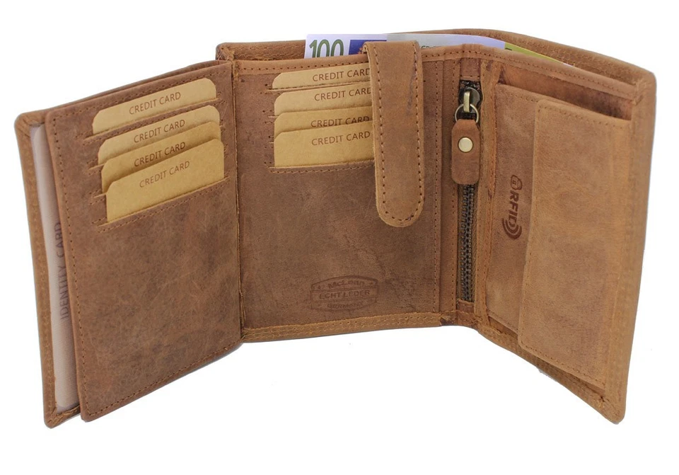 Echt Leder Geldbörse Portemonnaie Geldbeutel mit RFID Vollleder Skull Totenkopf - Bild 4 von 4