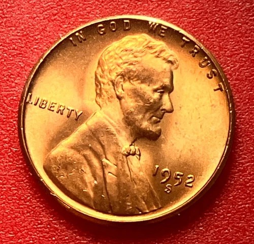 1952-S Lincoln Wheat Cent Penny GEM RD BU From an Original Bank Roll