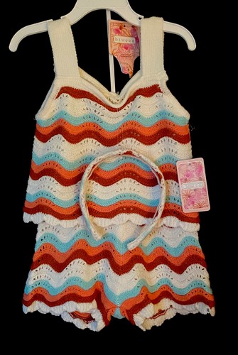 NEU Btween Mädchen 4t Häkel Boho passendes Tank + Shorts Set Stirnband Sommer - Bild 1 von 5