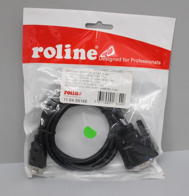 ROLINE 11.04.5516 HDMI High Speed zu DVI-D Monitorkabel schwarz 1,5 m NEU