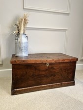 English Antique Single Plank Georgian Elm Blanket Chest/Box-Trunk-Vintage-decor