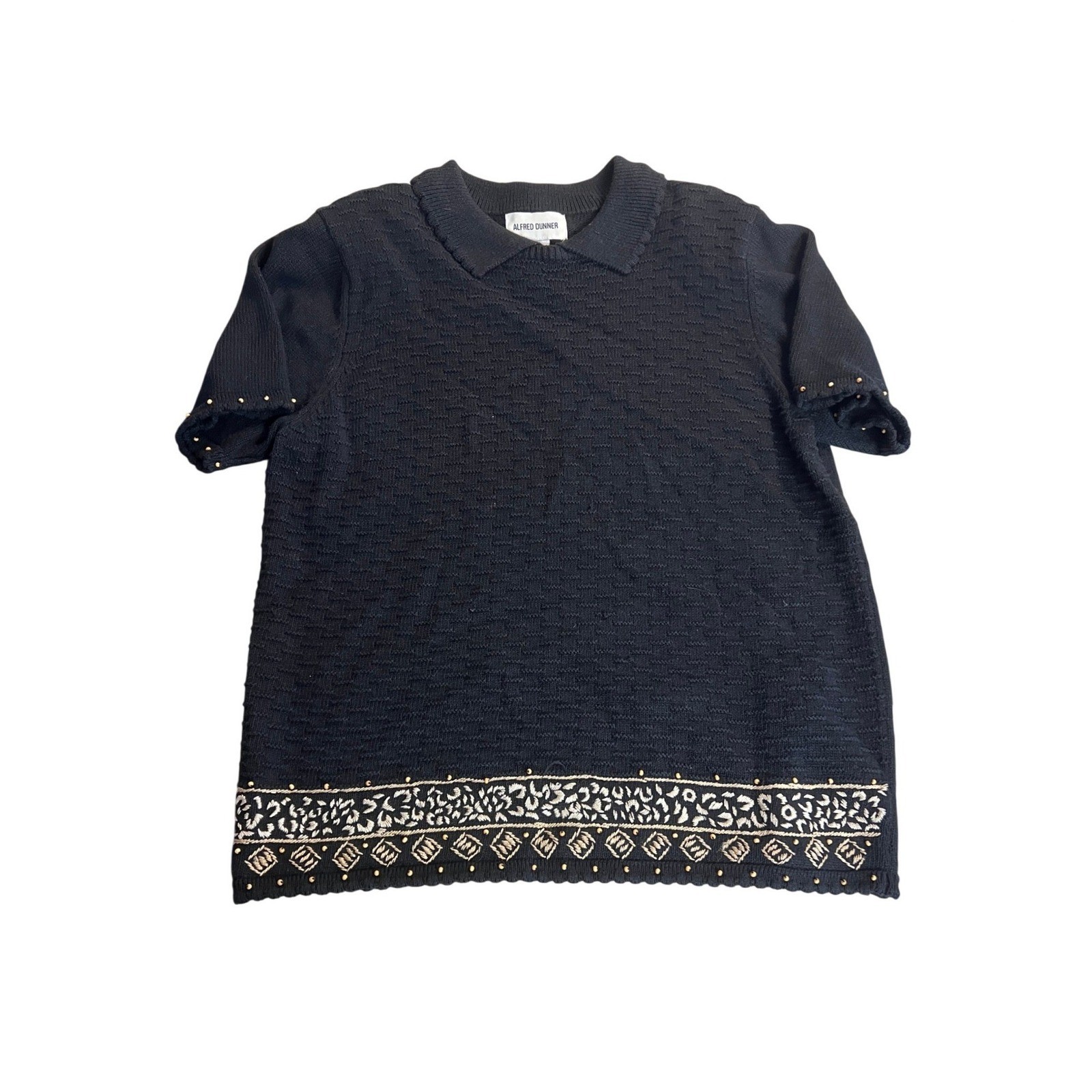 Alfred Dunner Knit Top Women Small Black Vintage