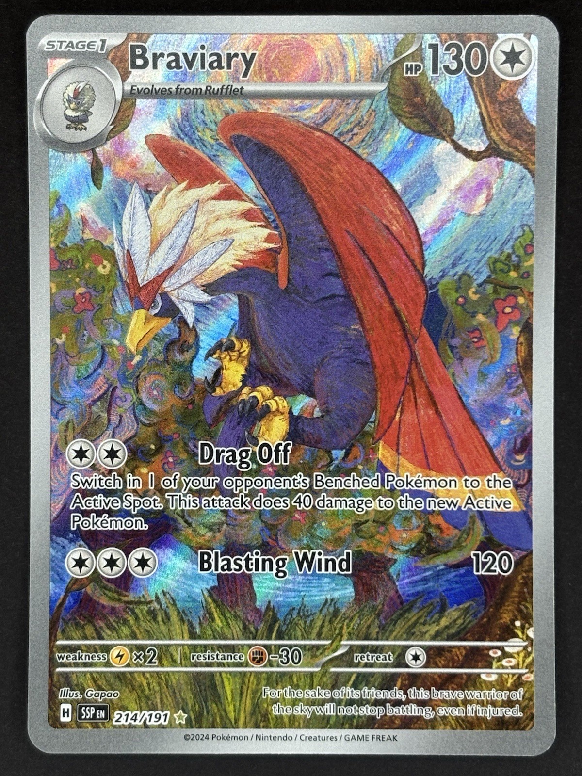 Pokémon TCG Braviary Illustration Rare- 214/191 - SV08: Surging Sparks Near Mint