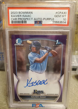 Bowman Chrome Xavier Isaac CPA-XI Purple Refractor Auto /250 PSA 10 Rays