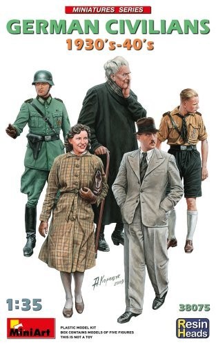 Miniart 38075 1/35 Deutsche Zivilisten 1930-40Er Resin KöPfe Bausatz-image