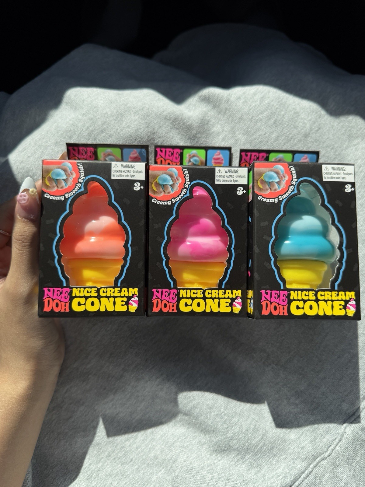 Nee Doh Nice Cream Cone Squishy Toy Pink, Blue, Orange - Brand New Qty:1 ✅