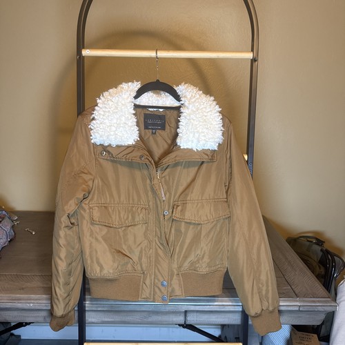 Sanctuary Anthropologie Aviator Flight Bomber Giacca Miele Sherpa Collo Medium - Foto 6 di 8