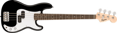 Squier Mini Precision Bass 4-String Bass Guitar, Maple Neck, Black Finish