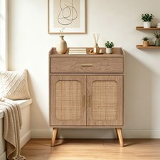 Farmhouse Kitchen Storage Cabinet, 1 Drawer 2 Doors, Natural