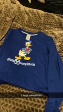 Disney Donald Duck Walt Disney World Pullover Sweatshirt Blue Large